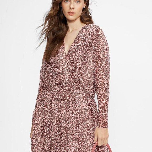 Ted Baker Vallyy Midi Dress Size 8 Ted Size 3 Animal Print Flowy Boho Peasant - Picture 2 of 14